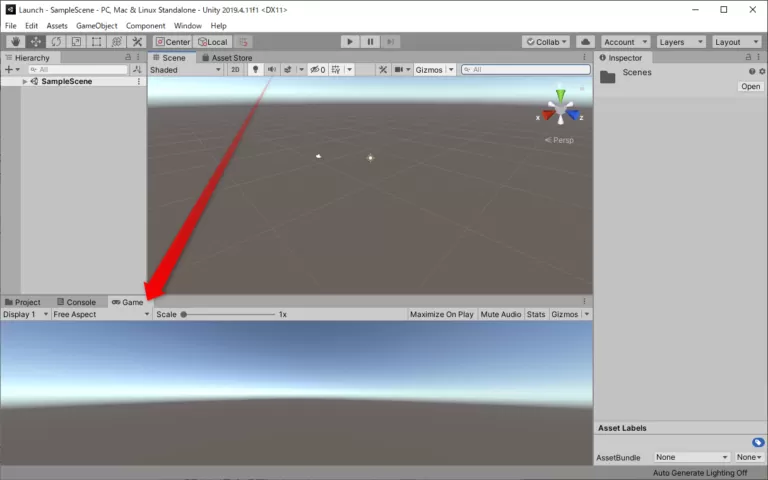 Gameタブの移動先