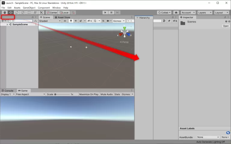 Hierarchyタブの移動