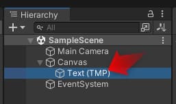 TextMesh Proのオブジェクトを選択